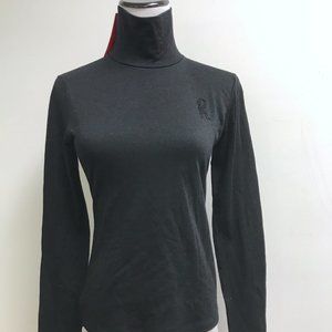 Roberta di Camerino Italy solid Black wool jersey high neck sweater top 42 S NWT